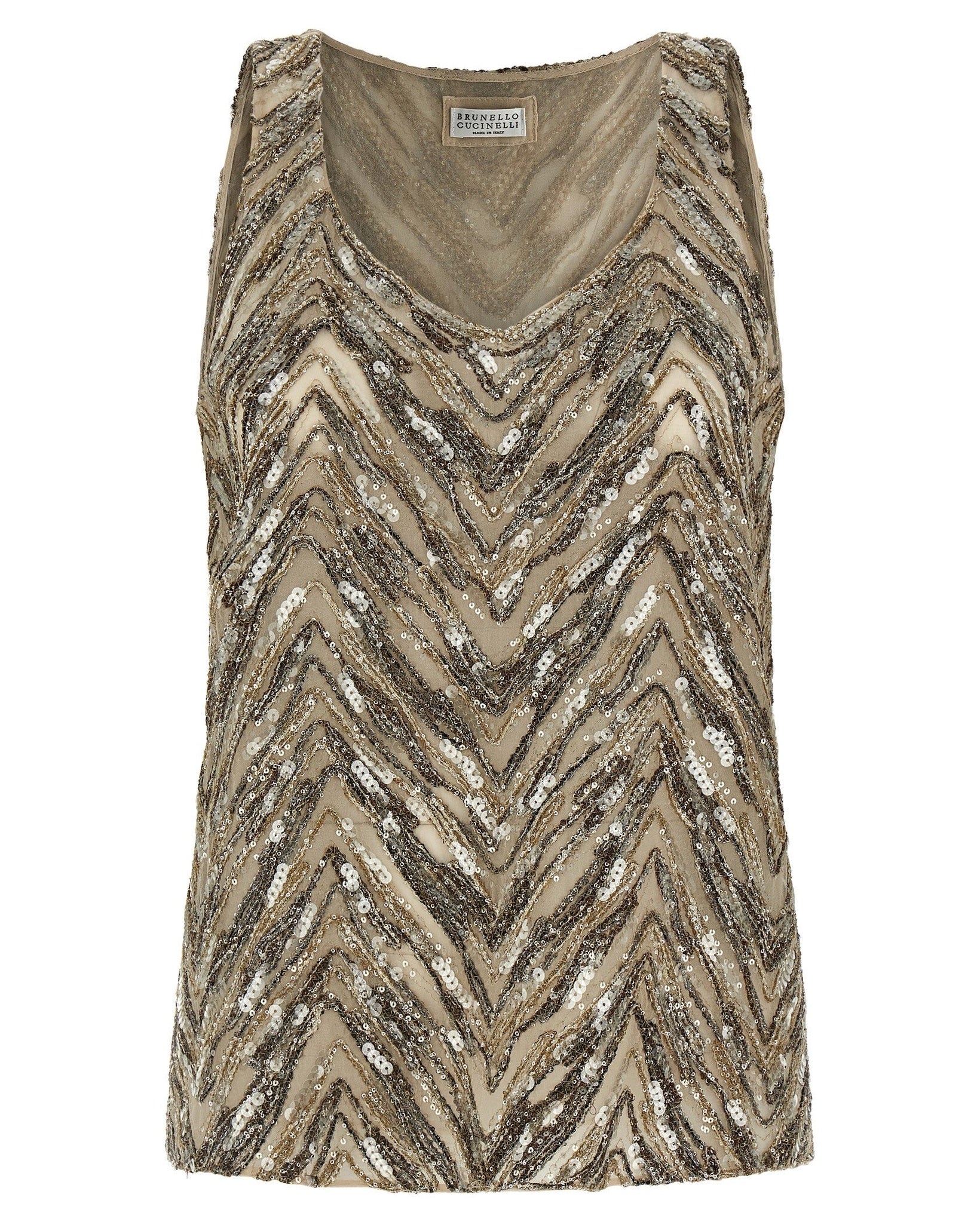 Brunello Cucinelli Dazzling Chevron Embroidery Top Glam Steals