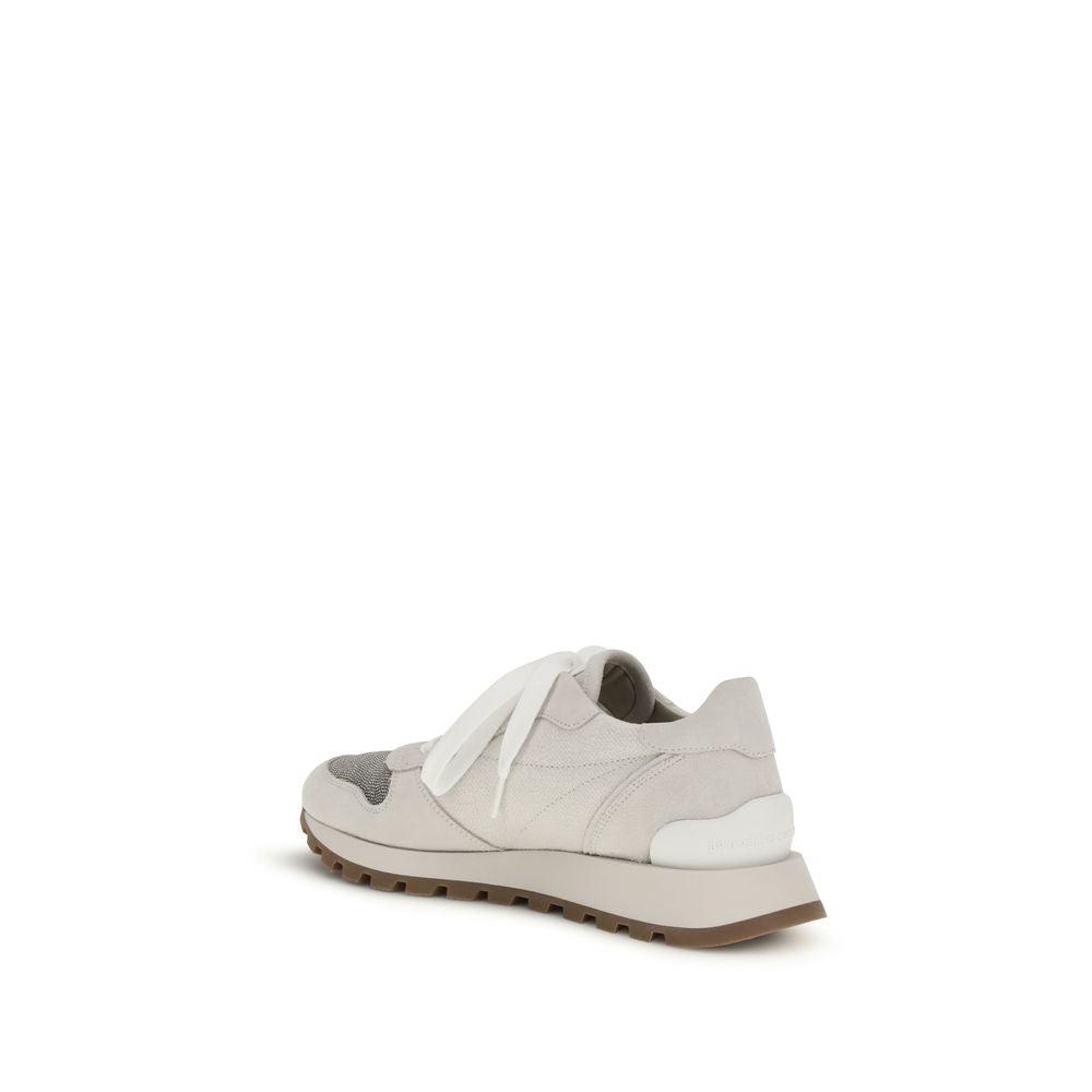 Brunello Cucinelli Gray Calf Leather Bos Taurus Athletic Sneakers Glam Steals