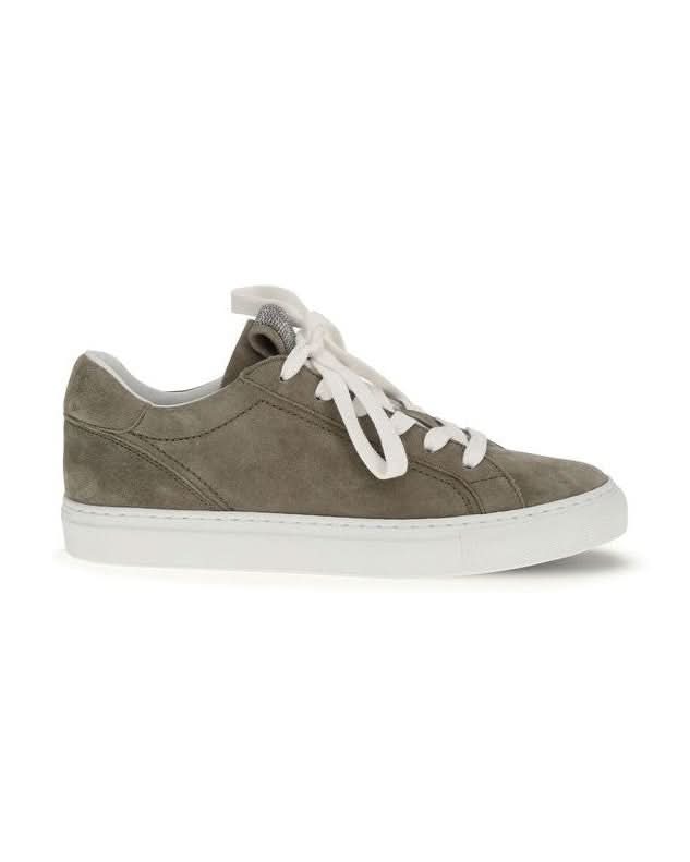 Brunello Cucinelli Gray Calf Leather Bos Taurus Sneakers