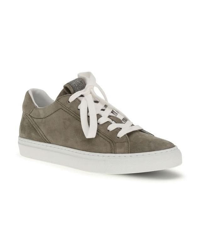 Brunello Cucinelli Gray Calf Leather Bos Taurus Sneakers