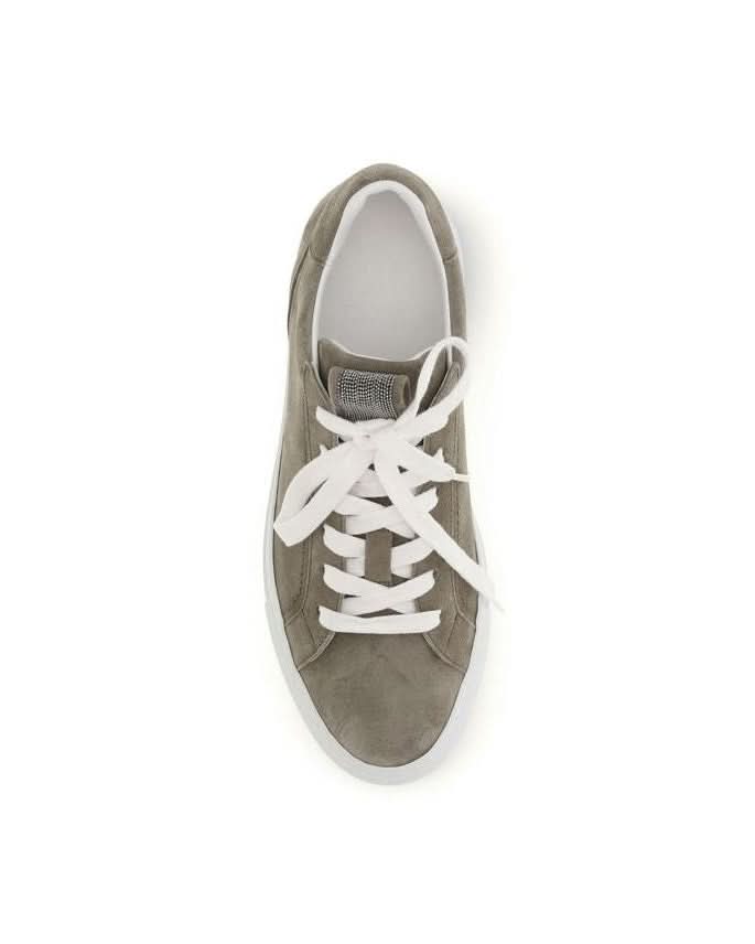 Brunello Cucinelli Gray Calf Leather Bos Taurus Sneakers