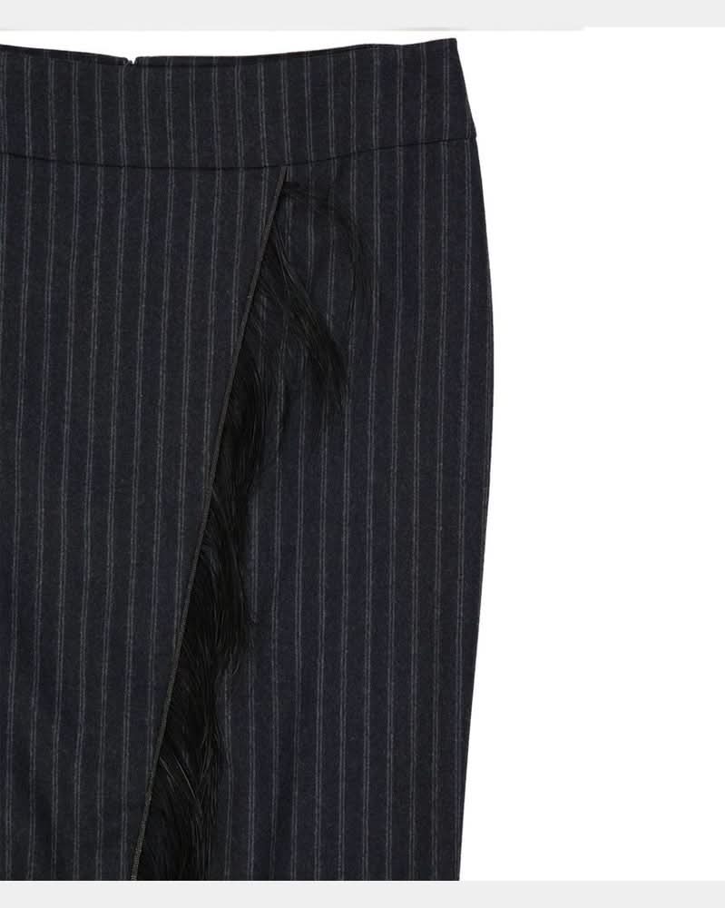 Brunello Cucinelli Gray Virgin Wool Midi Skirt Skirts