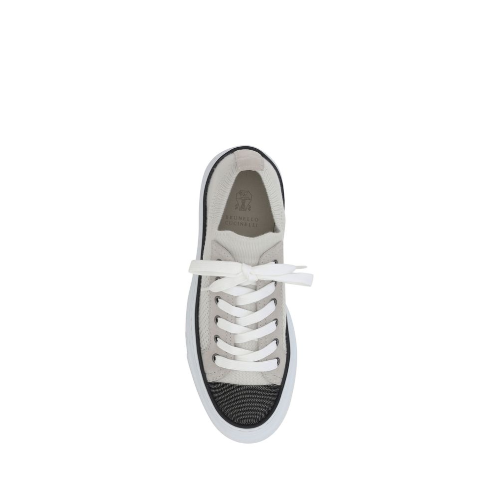 Brunello Cucinelli Mesh Cotton And Suede Sneakers Glam Steals