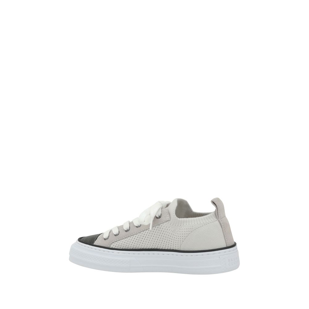 Brunello Cucinelli Mesh Cotton And Suede Sneakers Glam Steals