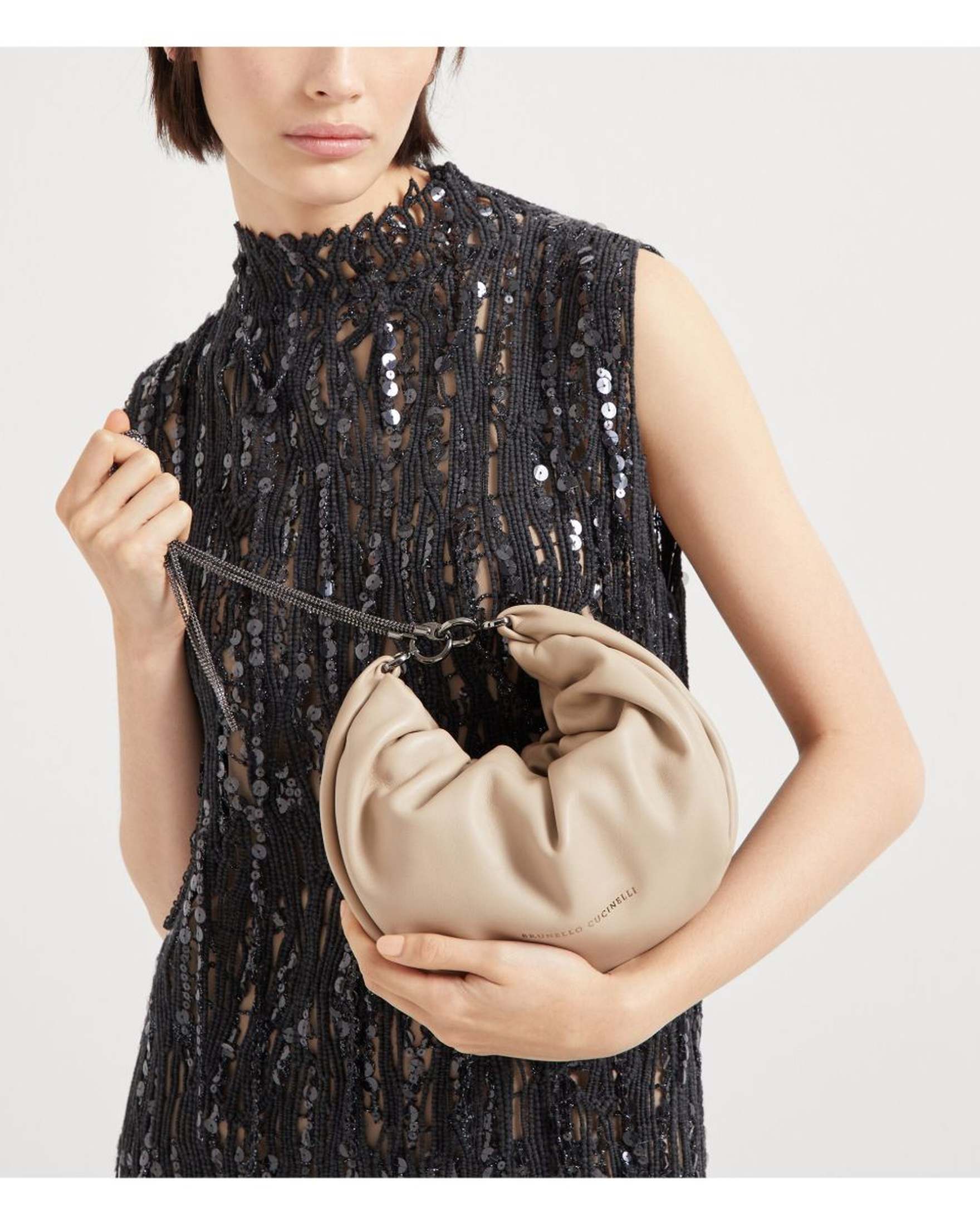 Brunello Cucinelli Monili Shoulder Bag with Chain Glam Steals