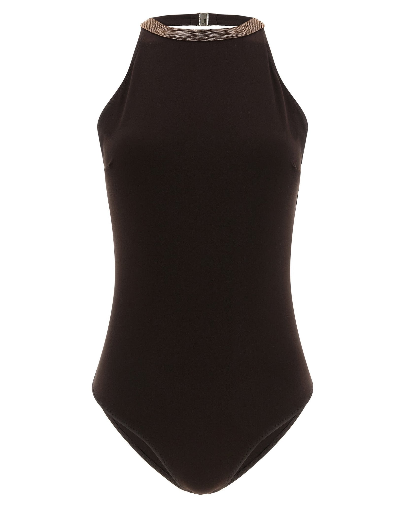 Brunello Cucinelli Precious Collar One Piece Swimsuit Glam Steals