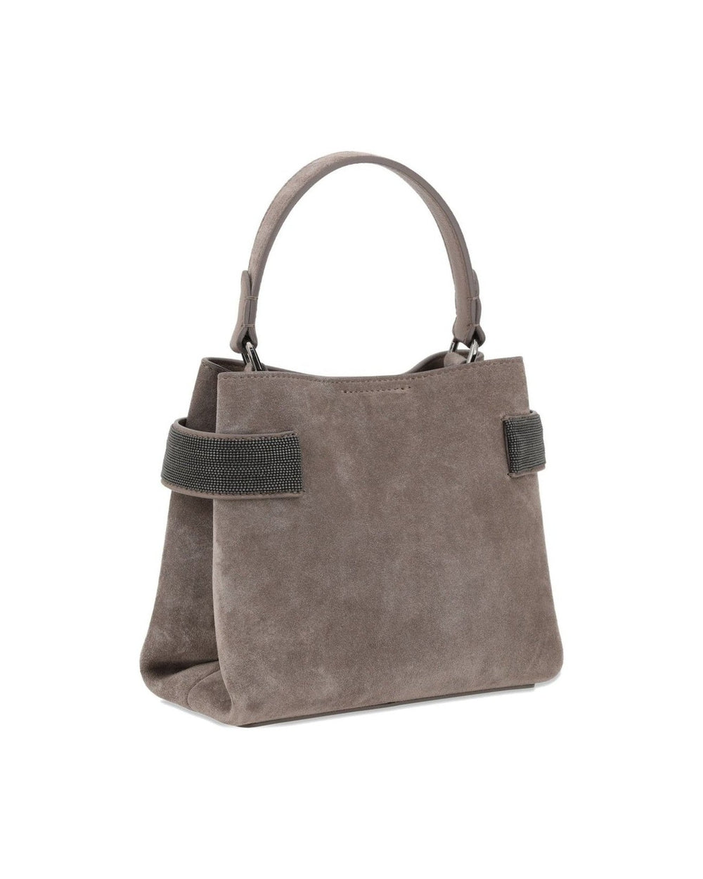 Brunello Cucinelli Suede Essence Small Top Handle Bag with Precious Bands Glam Steals