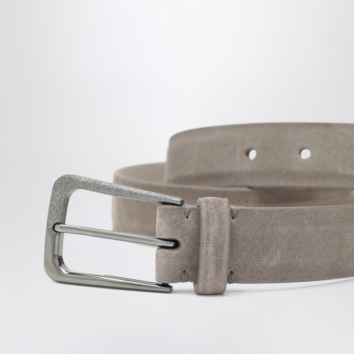 Brunello Cucinelli Suede Greige Leather Belt Glam Steals
