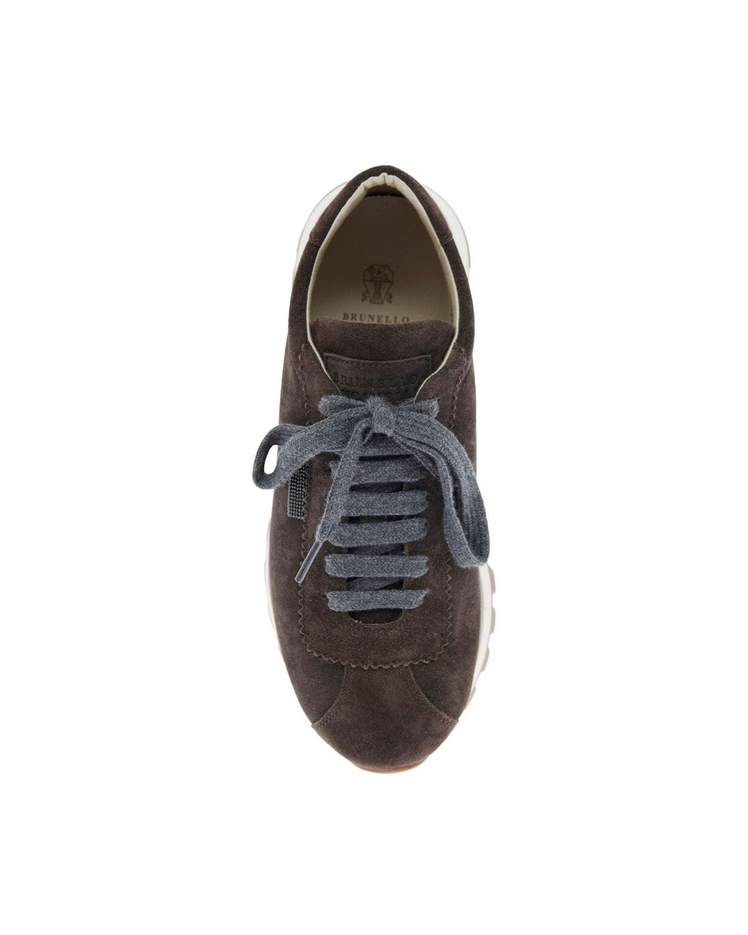 Brunello Cucinelli Suede Runners with Shiny Tab Glam Steals