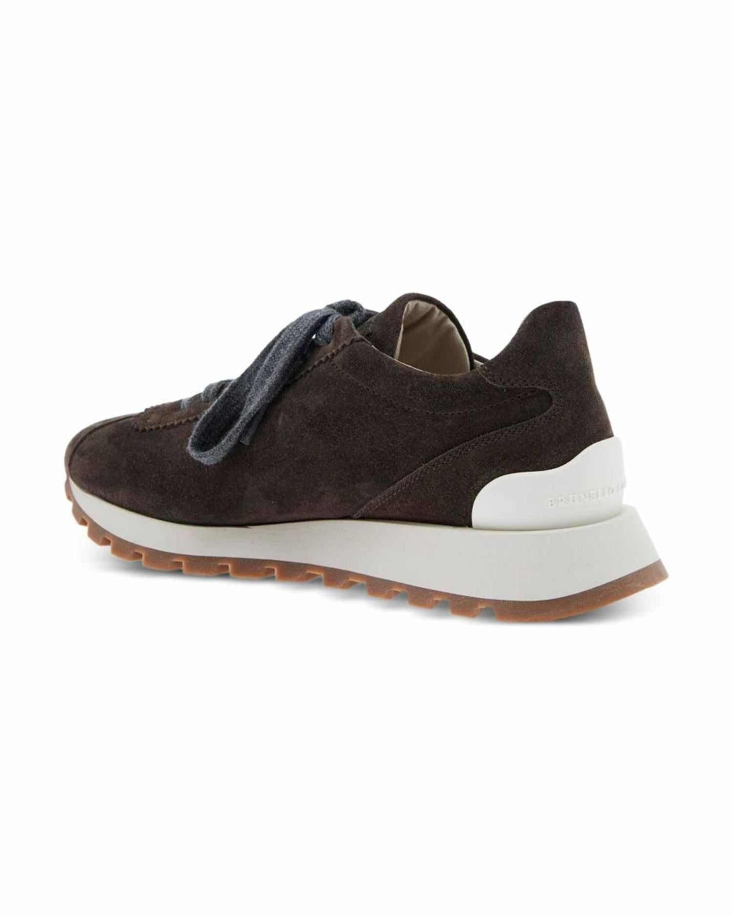 Brunello Cucinelli Suede Runners with Shiny Tab Glam Steals