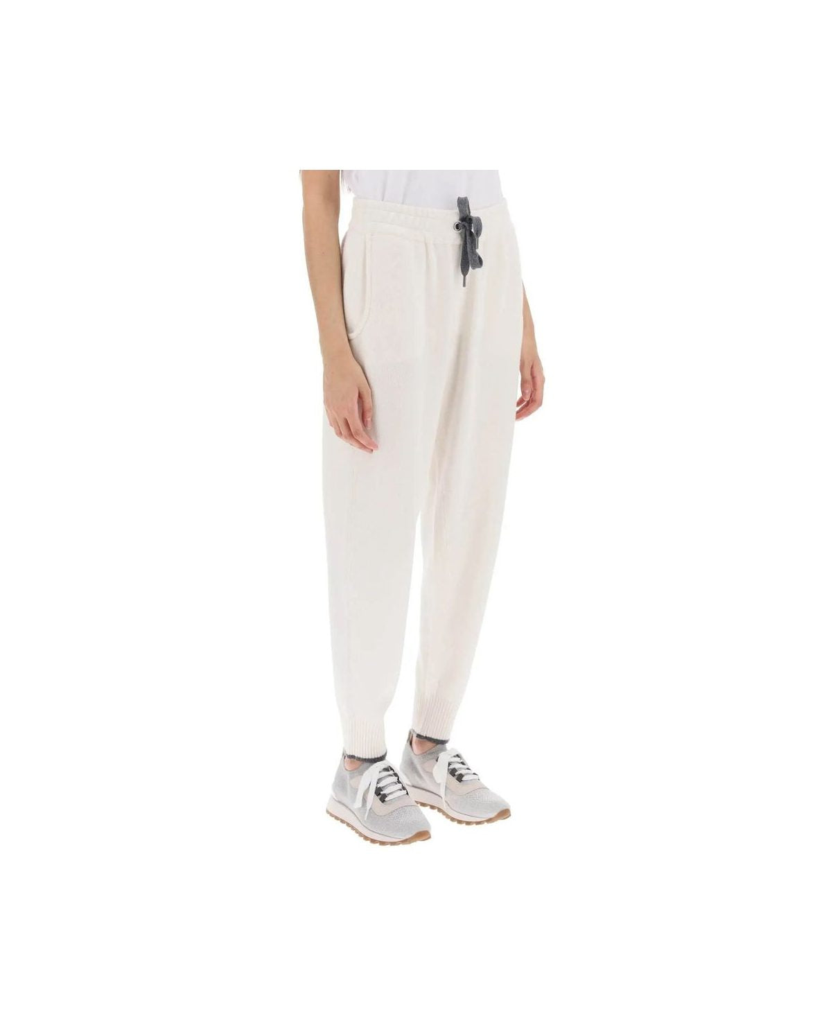 Brunello Cucinelli White Cashmere Athletic Pant Glam Steals