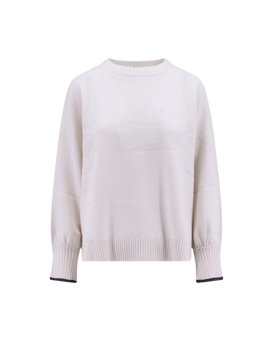 Brunello Cucinelli White Cashmere Sweater Sweaters