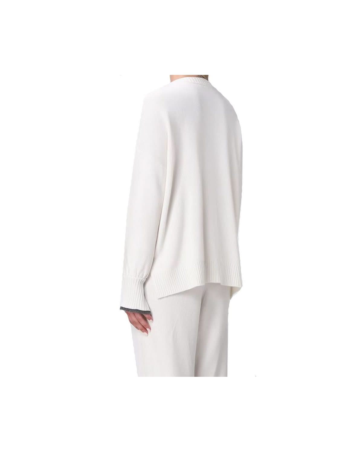 Brunello Cucinelli White Cashmere Sweater Sweaters