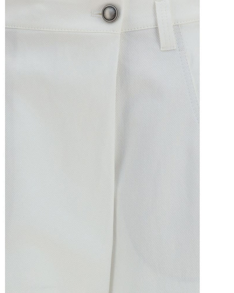 Brunello Cucinelli White Cotton Casual Pant Glam Steals