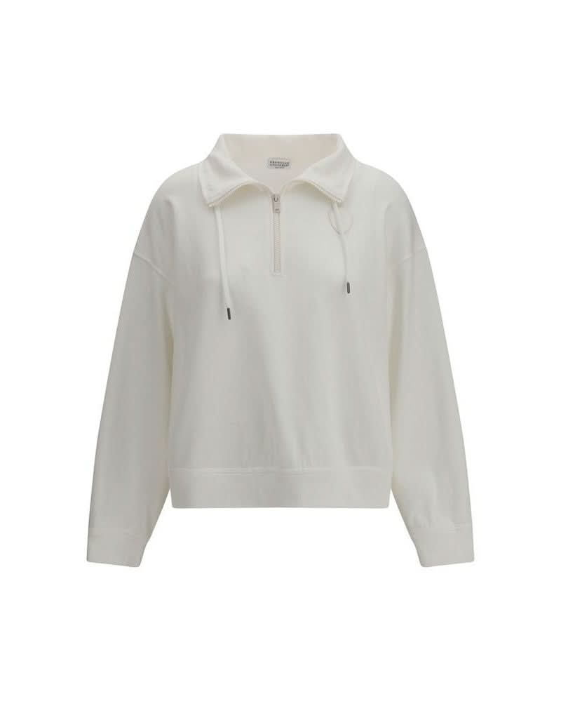 Brunello Cucinelli White Cotton Sweatshirt Glam Steals