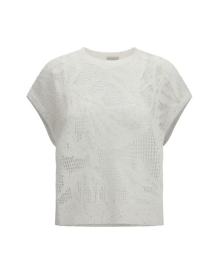 Brunello Cucinelli White Linen T-Shirt