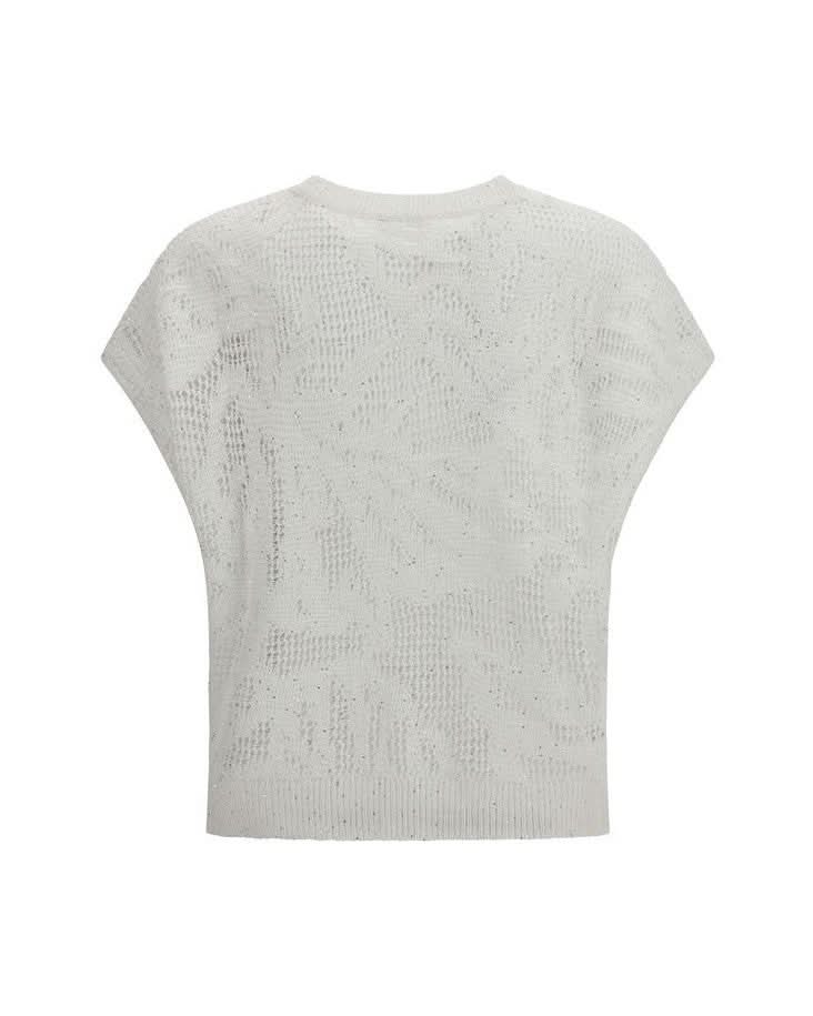 Brunello Cucinelli White Linen T-Shirt