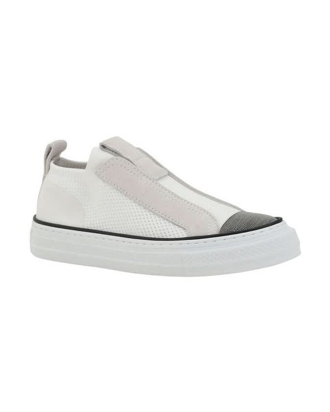 Brunello Cucinelli White Nylon Low Top Sneakers