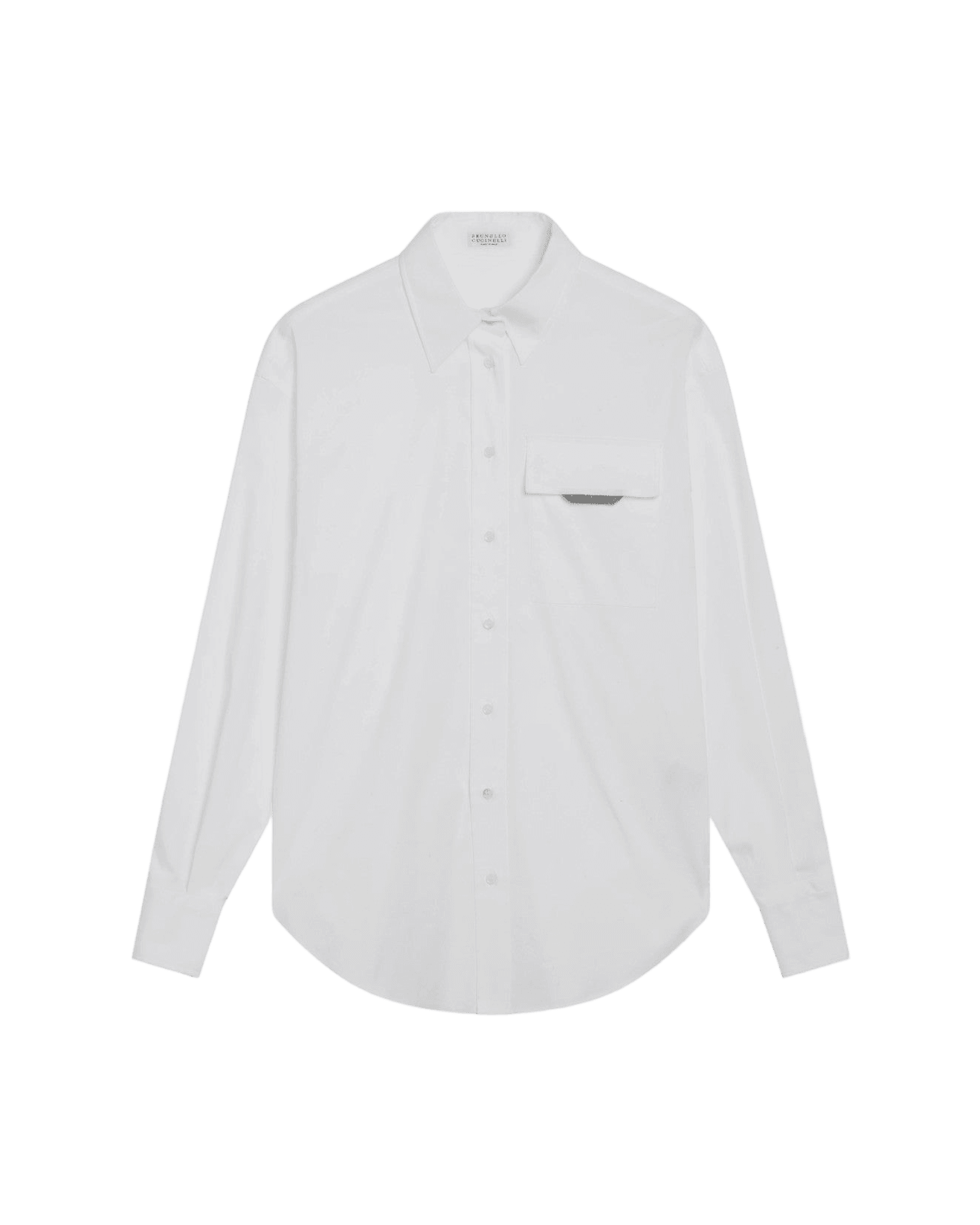 Brunello Cucinelli White Shirt with Shiny Flap Detail Glam Steals