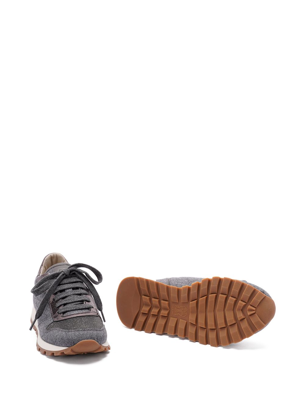 Brunello Cucinelli Wool Virgin Flannel and Lamé Calfskin Runners Glam Steals