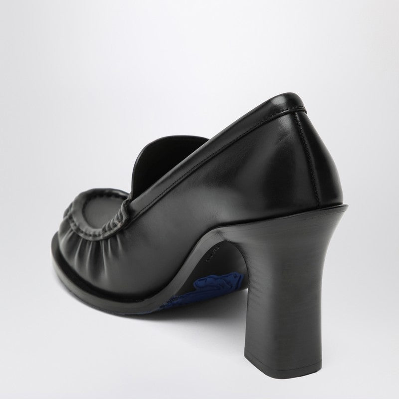 Burberry Black Leather Cadet Loafers Heel Glam Steals
