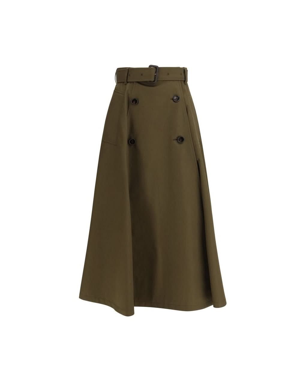 Burberry Cotton Bicolor Midi Skirt
