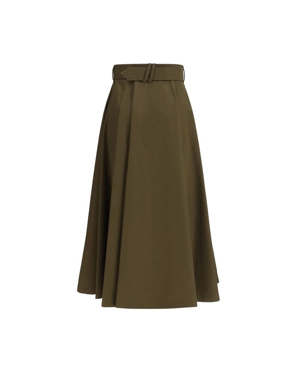 Burberry Cotton Bicolor Midi Skirt