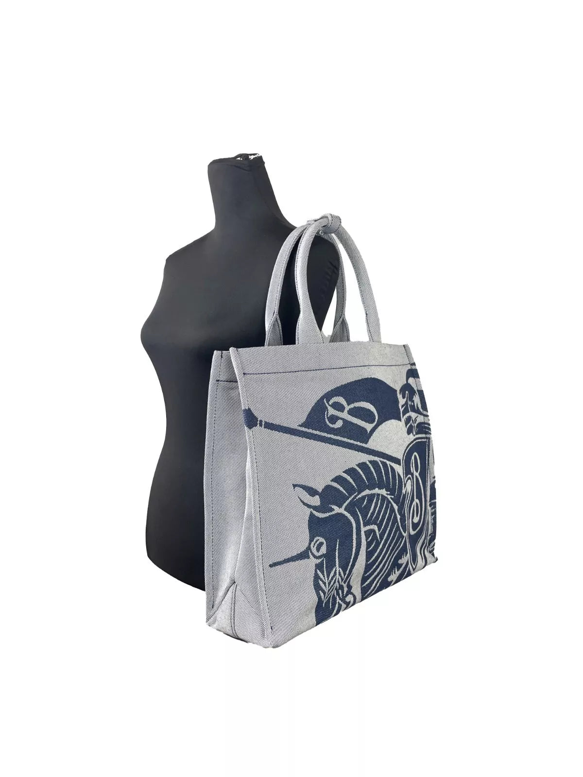 Burberry Ekd Canvas Tote Bag With Coin Navy Pouch Glam Steals