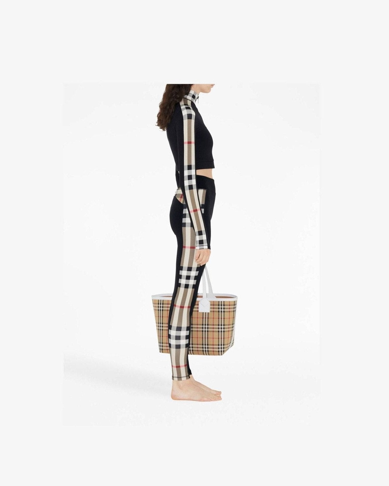 Burberry Jersey Stretch Leggings with Check Finishes Glam Steals