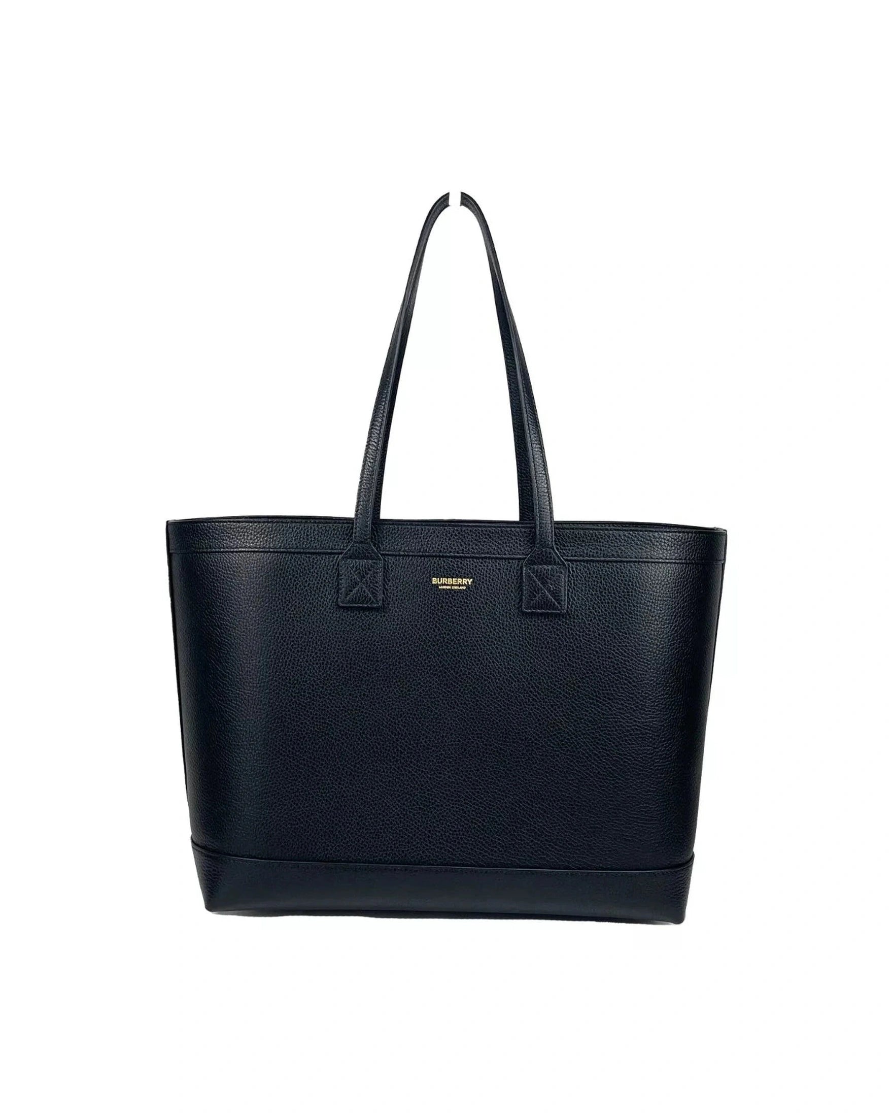 Burberry Medium Grainy Leather Tote Bag Black Purse Glam Steals