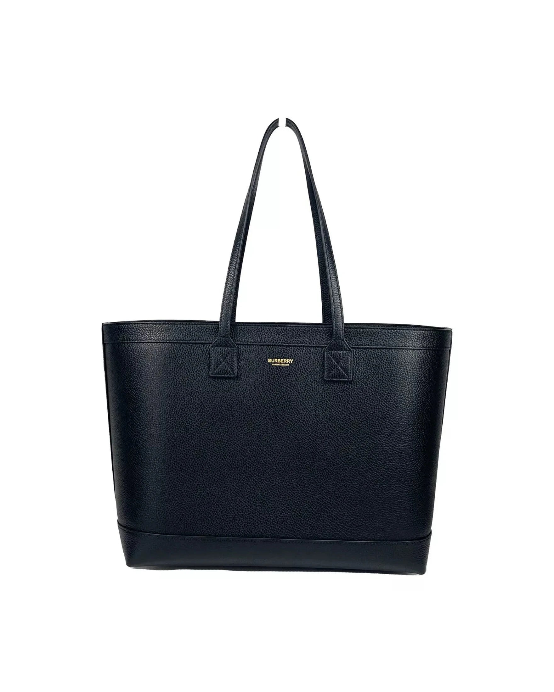Burberry Medium Grainy Leather Tote Bag Black Purse Glam Steals