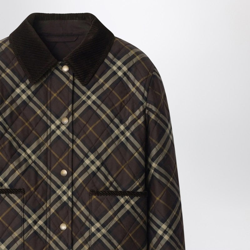 Burberry Nylon Cropped Quilted Jacket with Check Pattern Glam Steals