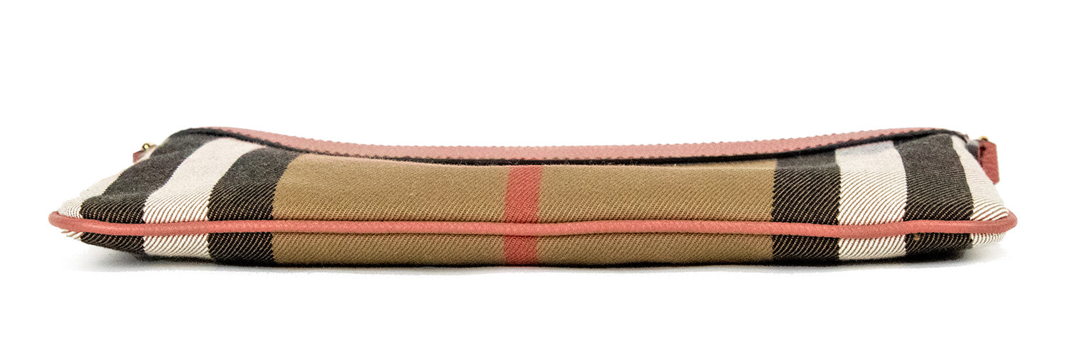 Burberry Peyton House Check Der Cinnamon Grain Leather Pouch Crossbody Red Bag Glam Steals