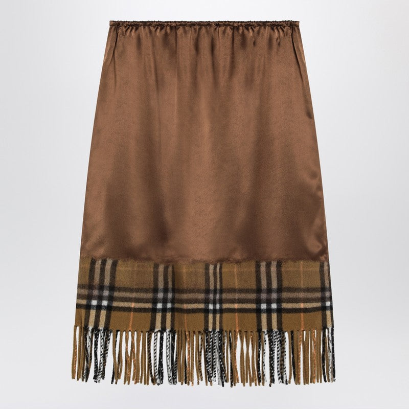 Burberry Satin Skirt with Check Panel Glam Steals