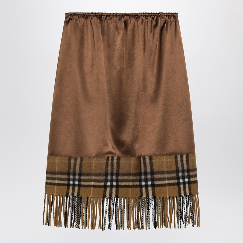 Burberry Satin Skirt with Check Panel Glam Steals