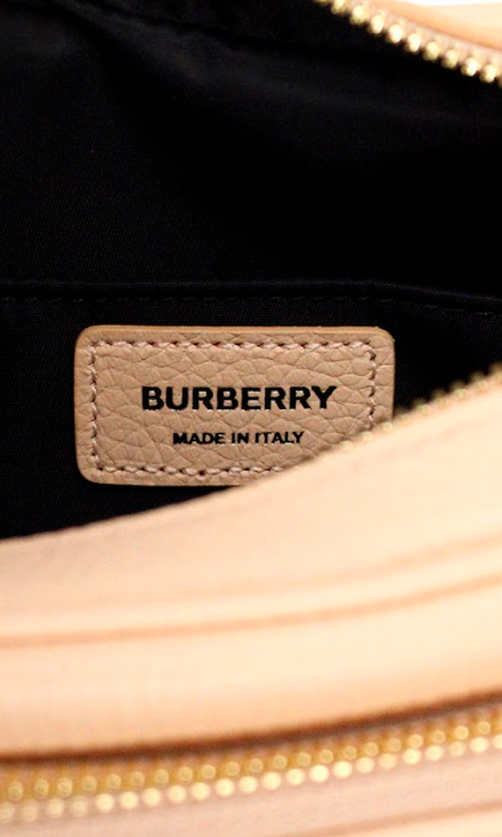 Burberry Small Branded Grainy Leather Camera Crossbody Peach Pink Bag Glam Steals