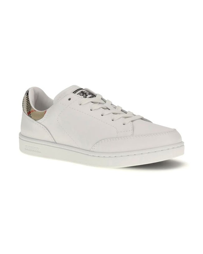 Burberry White Calf Leather Bos Taurus Low Top Sneakers