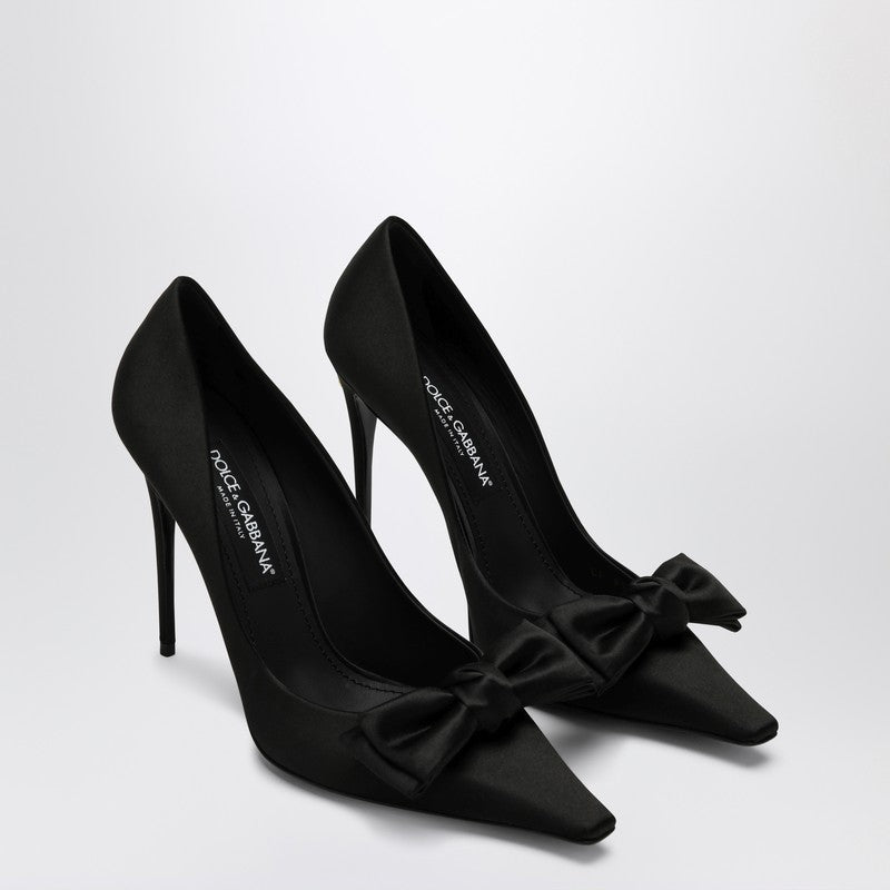 Dolce & Gabbana Black Satin Pumps With Bow
