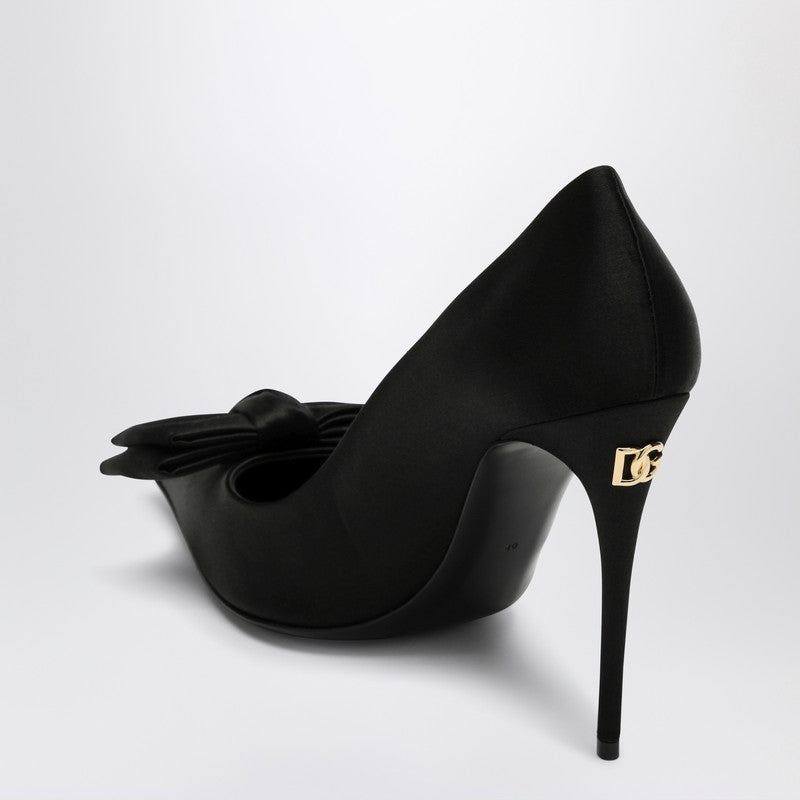 Dolce & Gabbana Black Satin Pumps With Bow