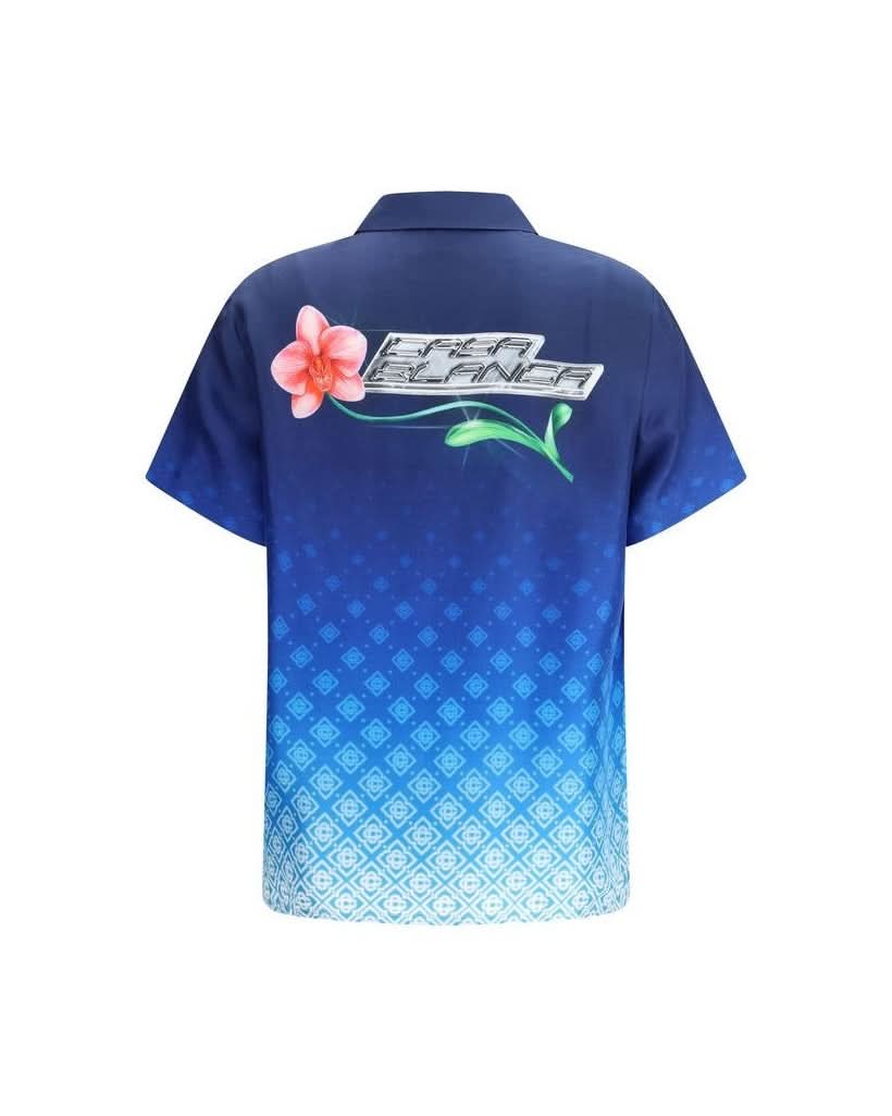 Casablanca Blue Silk Polo Shirt