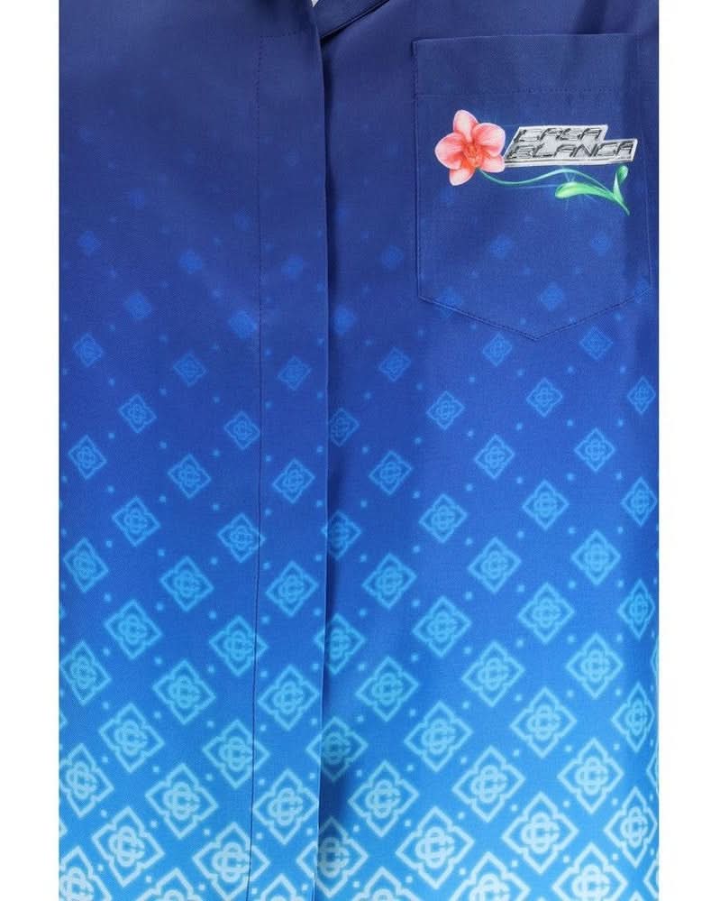 Casablanca Blue Silk Polo Shirt