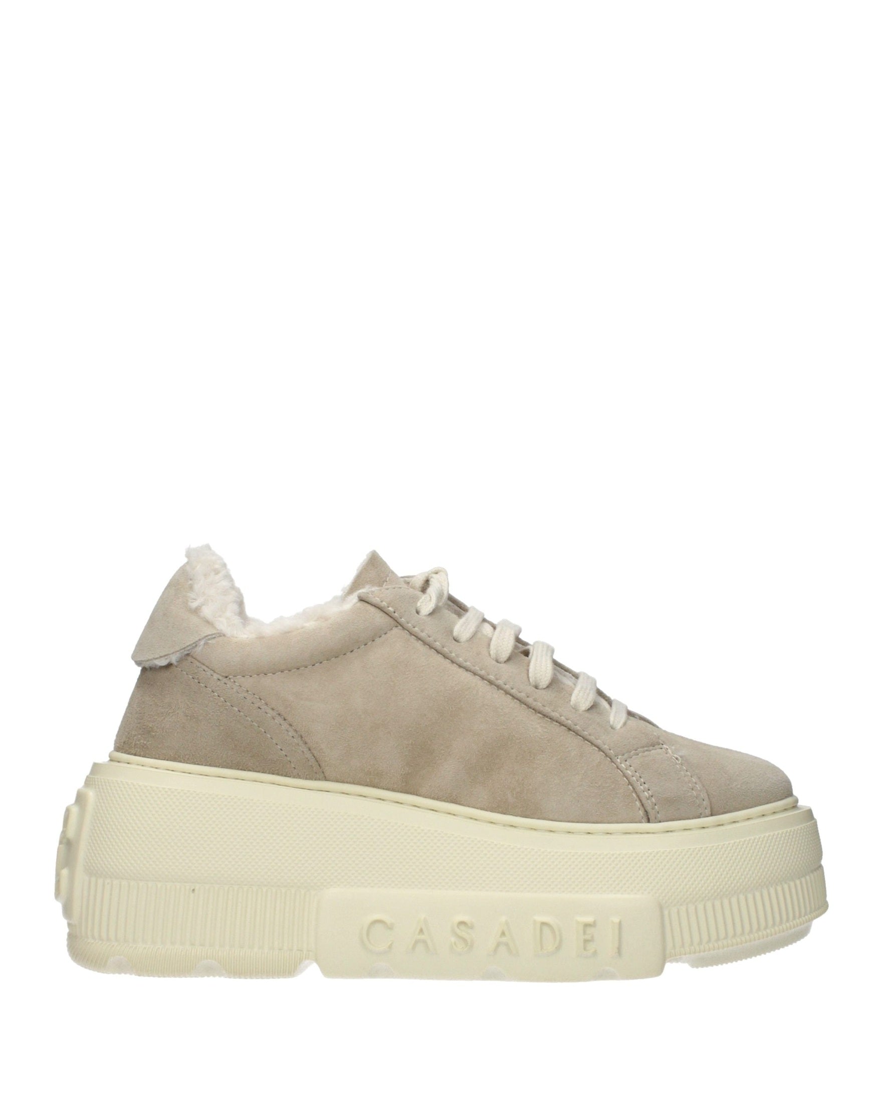 Casadei Beige Leather Chunky Sneakers