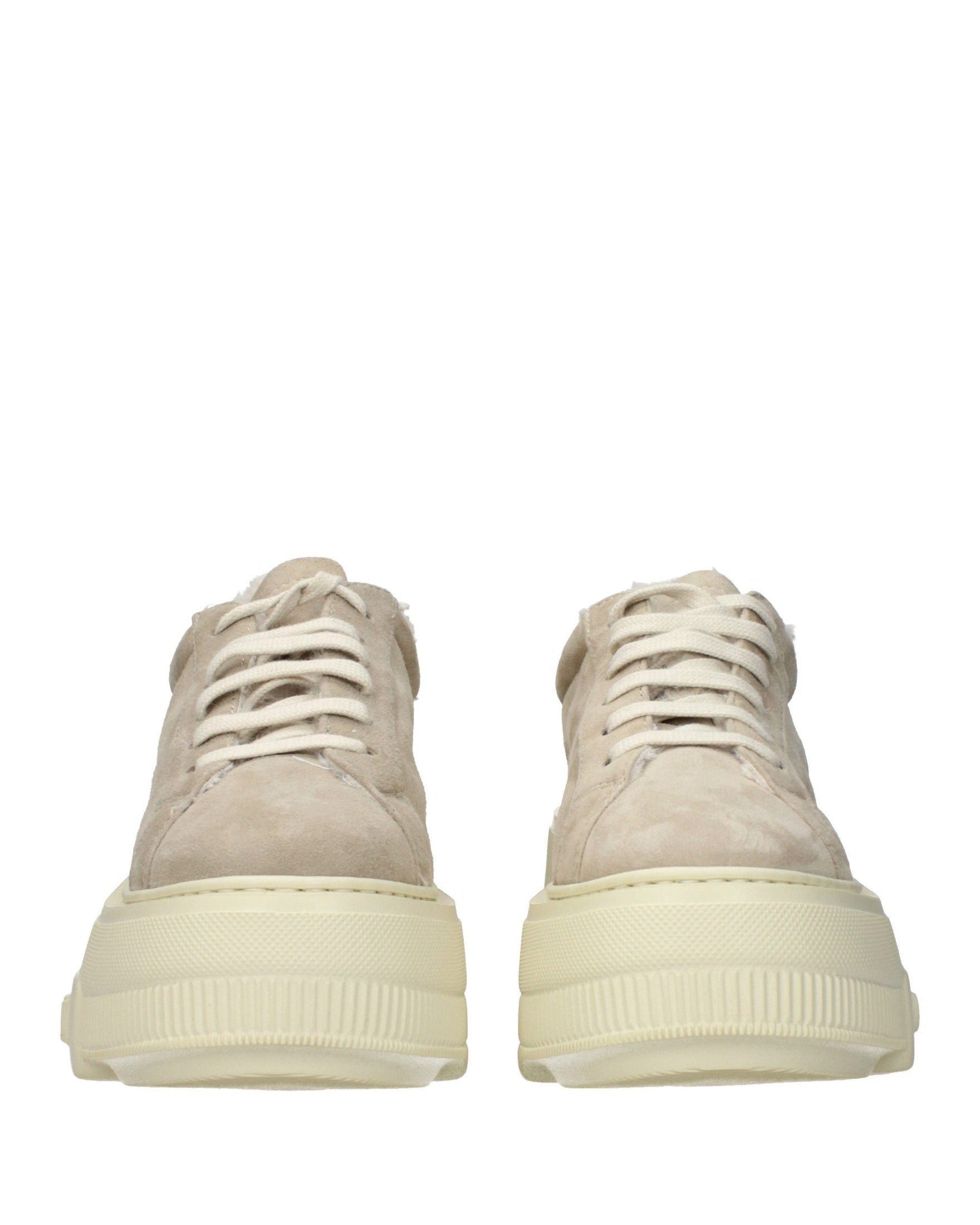 Casadei Beige Leather Chunky Sneakers