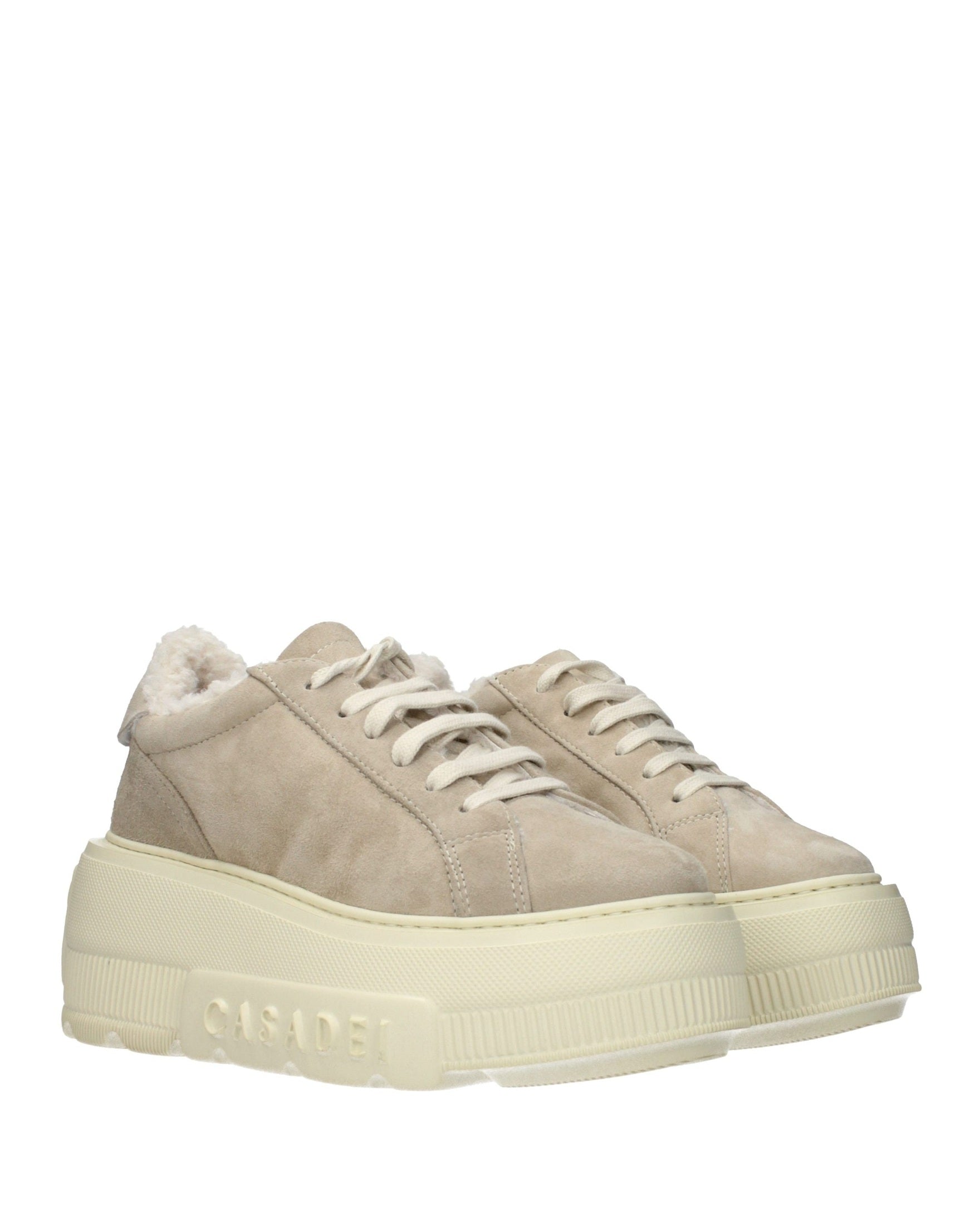 Casadei Beige Leather Chunky Sneakers