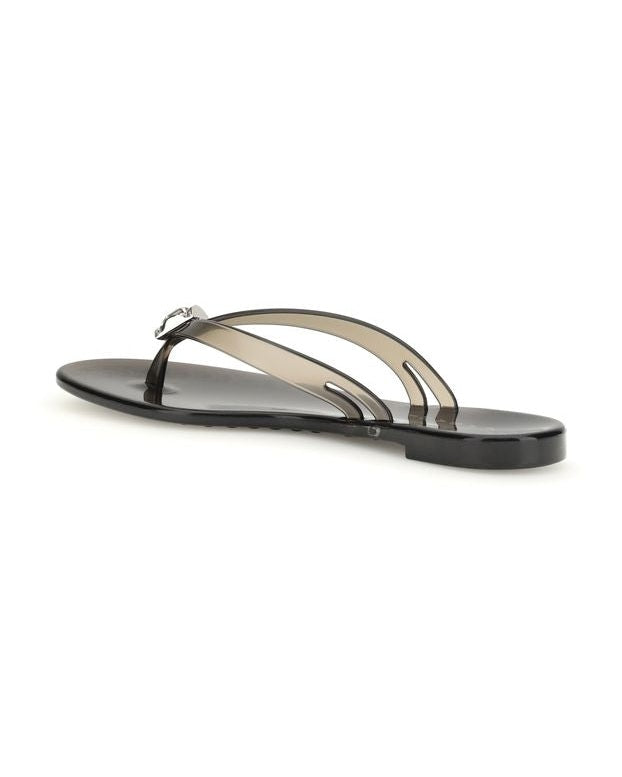Casadei Black Polyurethane Flat Sandals Glam Steals