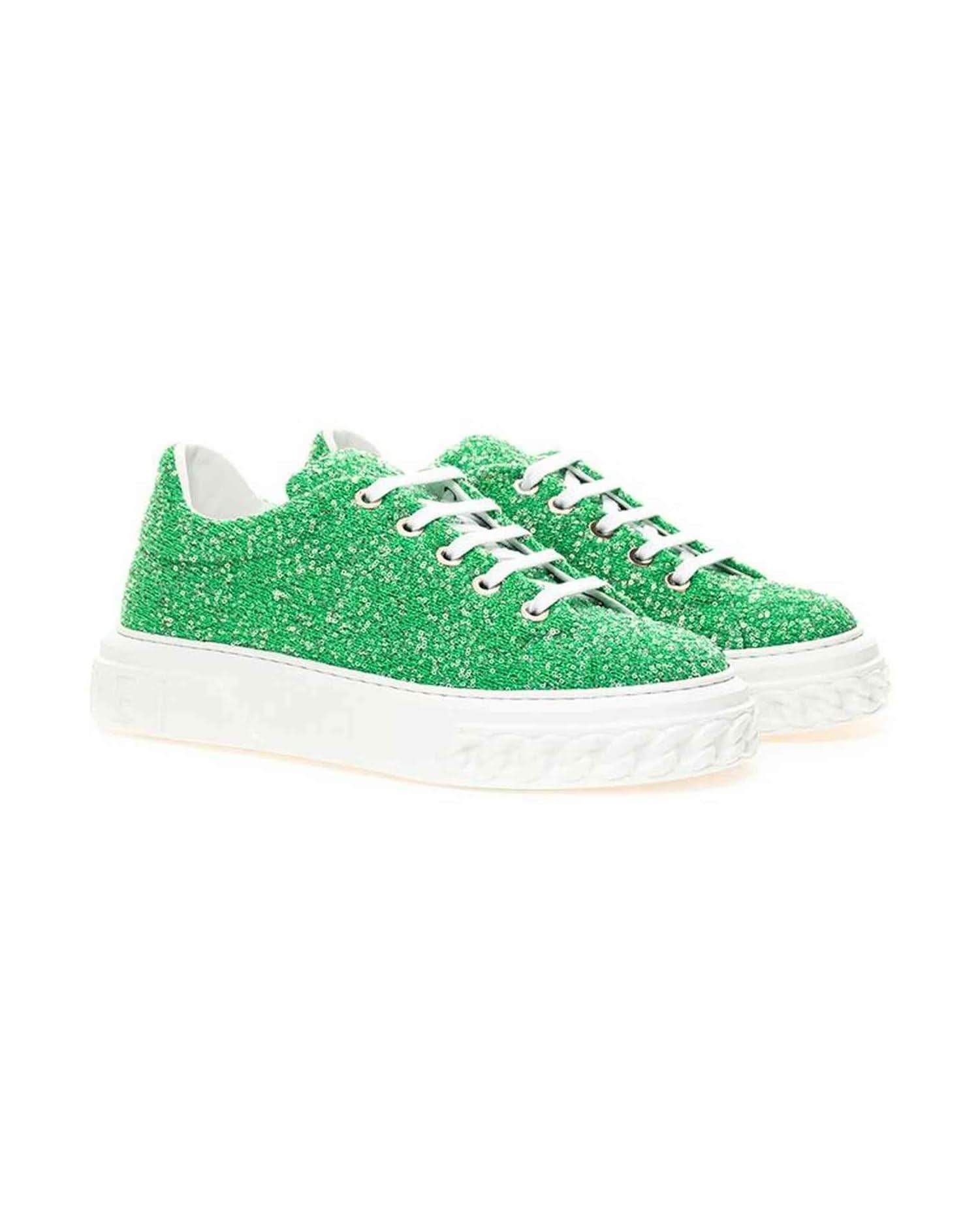 Casadei Emerald Elegance Leather Sneakers Sneakers