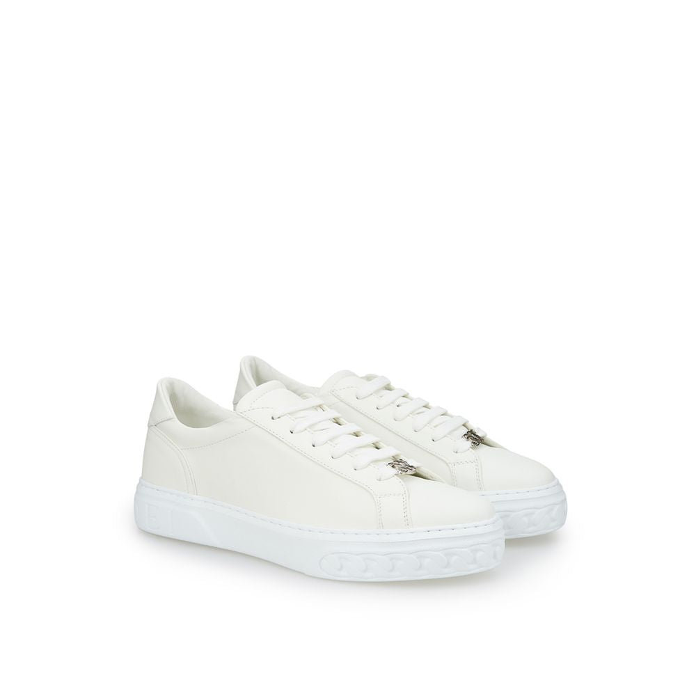 Casadei Sleek Leather White Sneakers Glam Steals