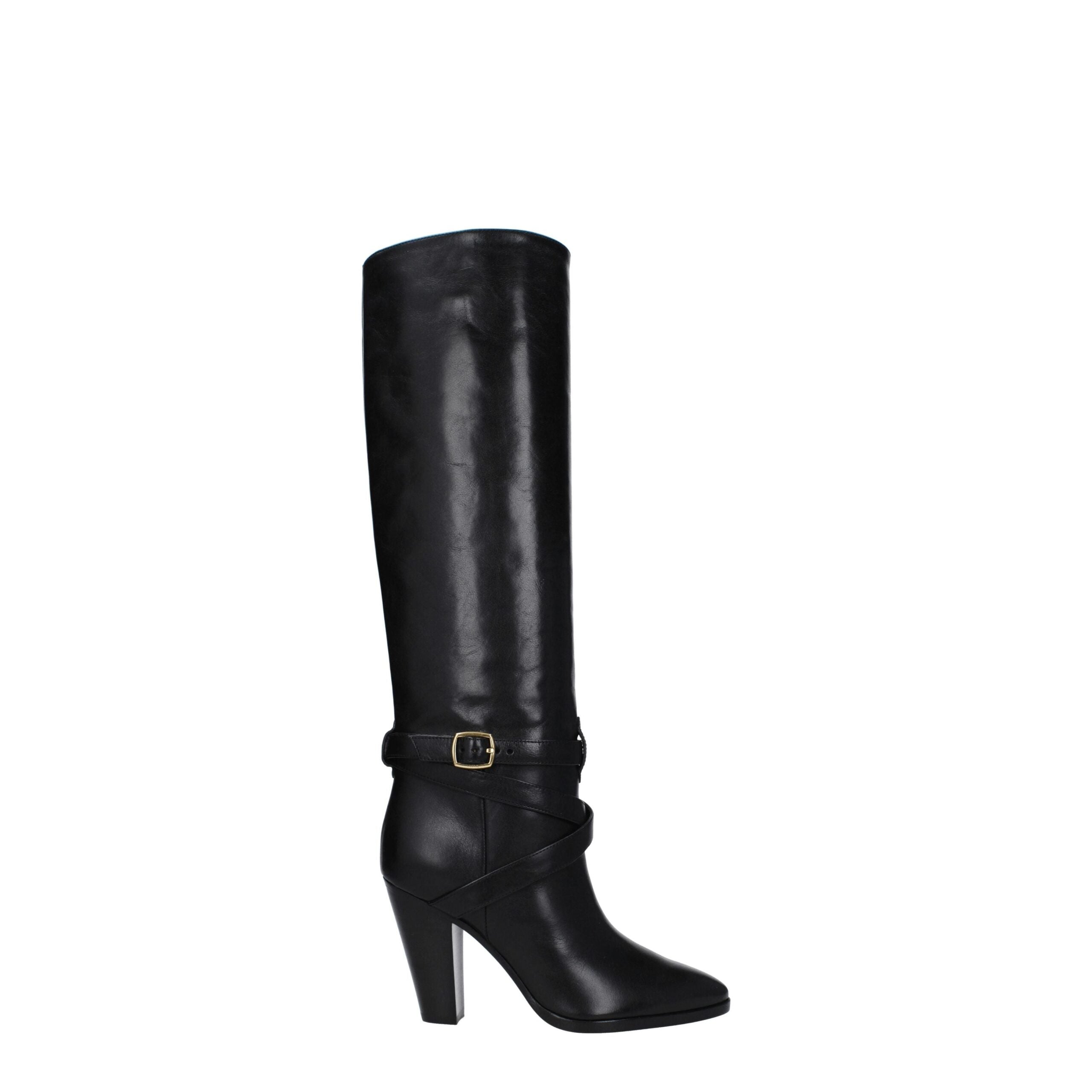 Celine Black Leather High Heel Boots Glam Steals