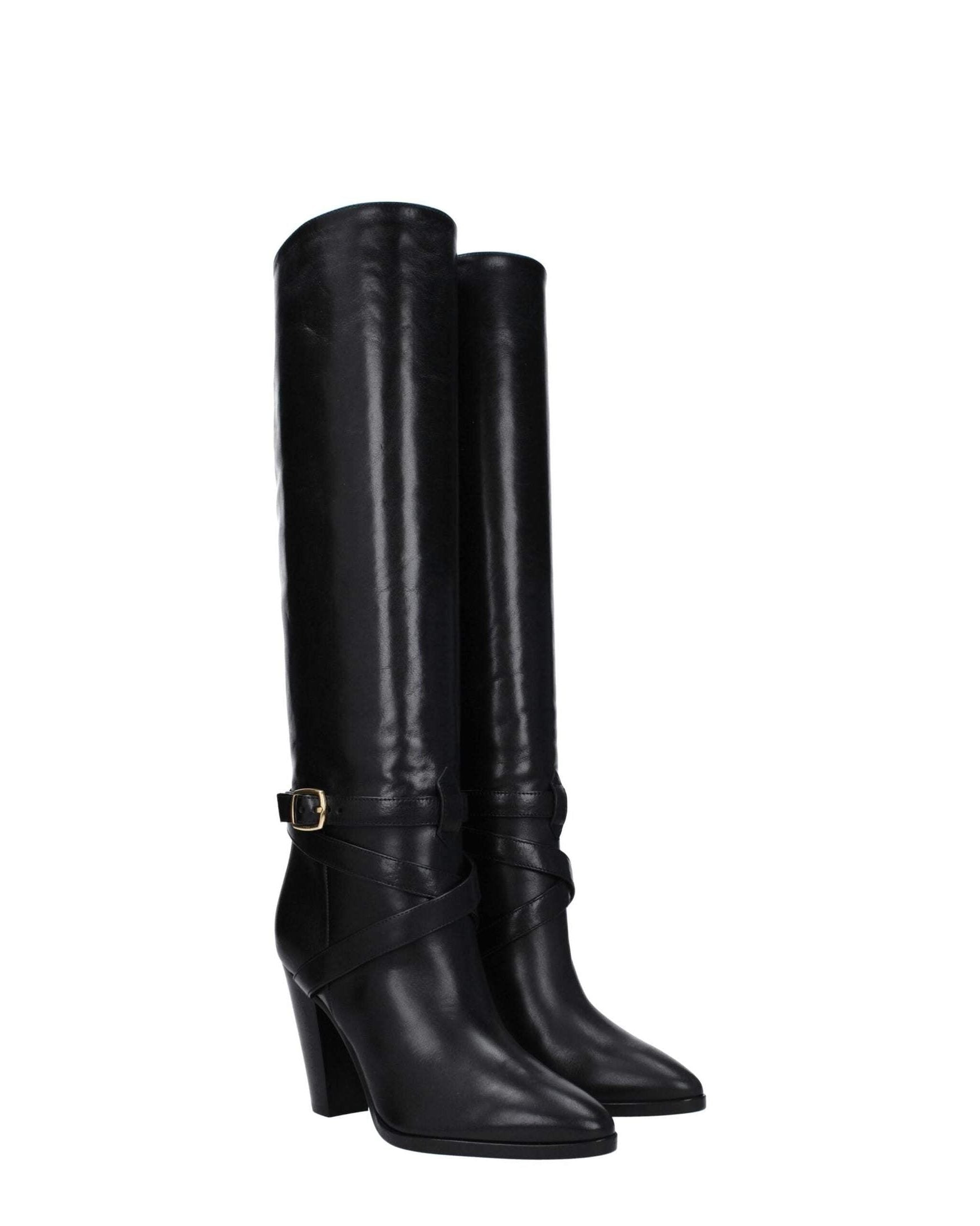 Celine Black Leather High Heel Boots Boots