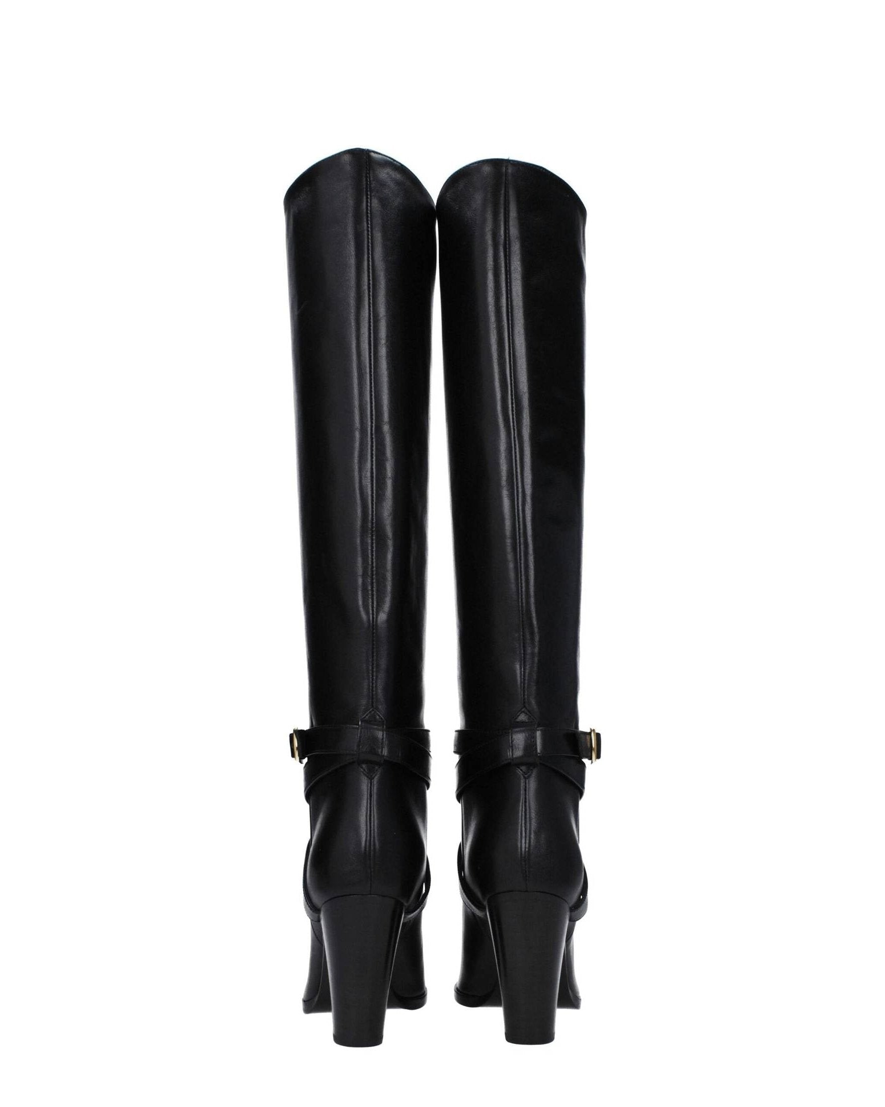 Celine Black Leather High Heel Boots Boots